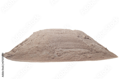 Pile of wet sand in construction site isolated on white background included clipping path.