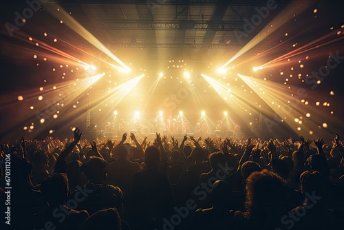 visible flare lens effects stress fans clapping crowded venue concert crowd people music party light night rock stage event show festival dance silhouette audience fun club disco © sandra
