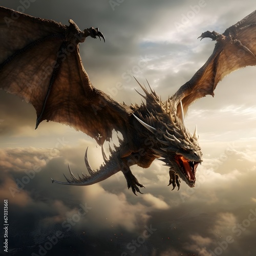 terrifying flying dragon in flight © Kevin