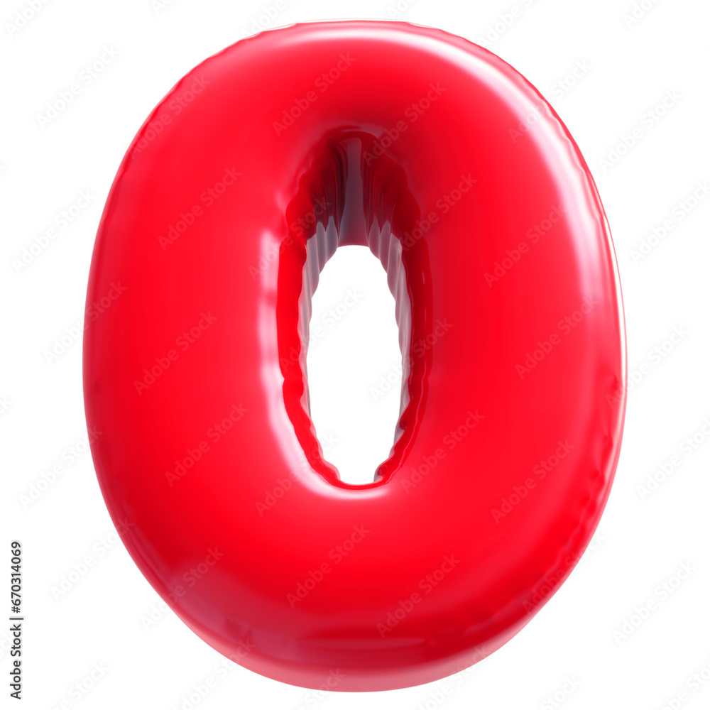 Red Number 0 Bubble 3D Render Red Number 0 Bubble 3D Render