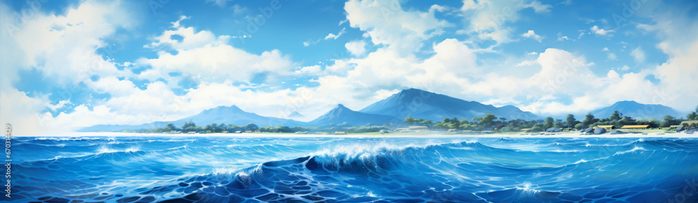 Beautiful Morning on the Ocean, Ocean Waves Website Banner, Paradise Website Banner