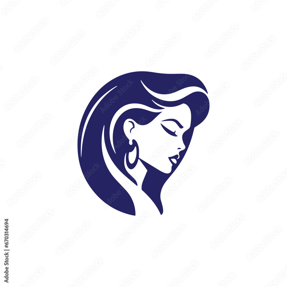 Logo of girl icon vector isolated woman silhouette female design