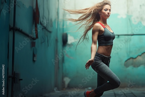 street girl sport fitness  fit fitness street woman cross physical exercise outfit model sporty activewear people shoe sport training urban slim outdoors jogger sneaker weight loss life © sandra