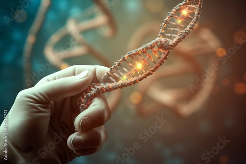 molecule dna part replacing hand concept manipulation gene engineering genetic deoxyribonucleic acid genetically gmo research mutation cloning biotechnology modification science modified photo