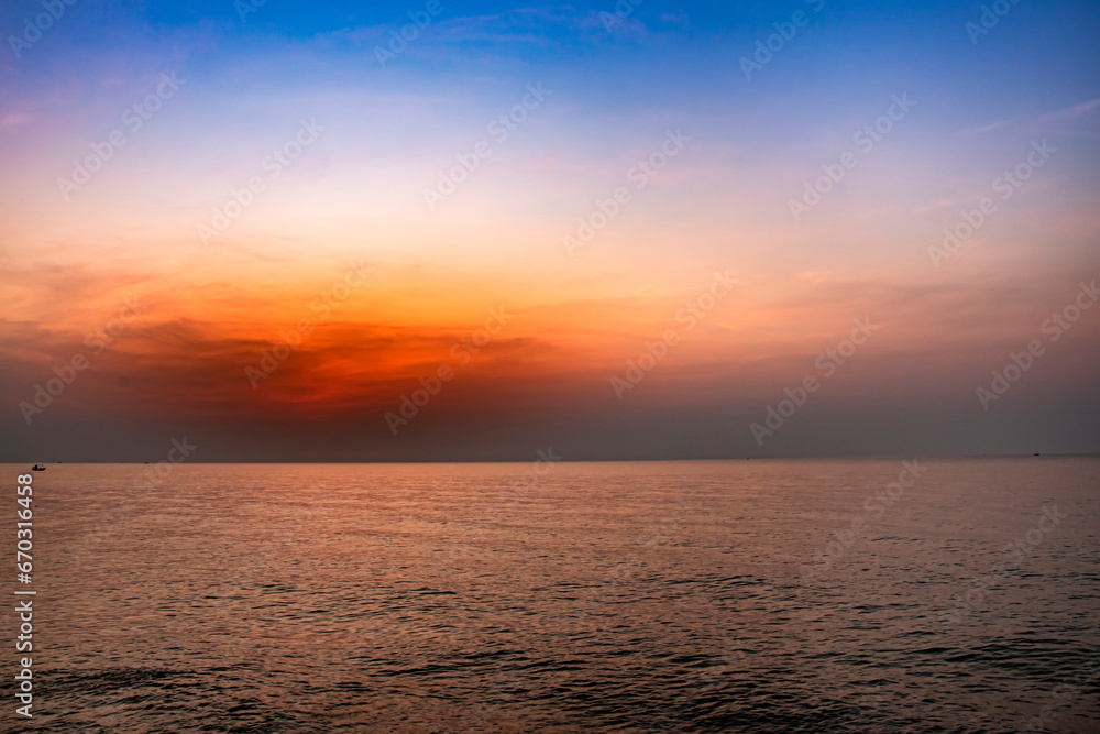 scenery, at sea evening, sunset, beautifu
