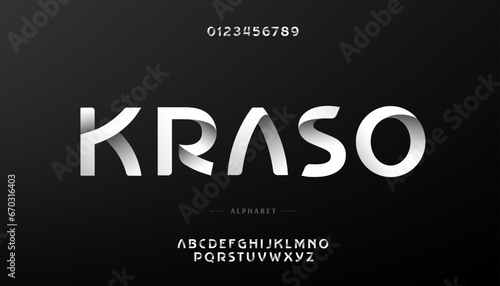 Vector of paper folding alphabet. stylized 3D vector font