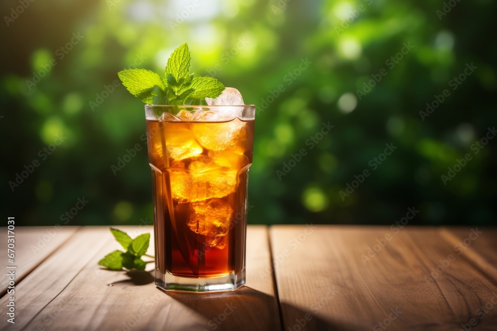 A tantalizing glass of Tamarind Iced Tea bathed in the soft glow of the summer sun A tantalizing glass of Tamarind Iced Tea bathed in the soft glow of the summer sun