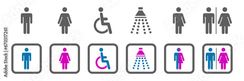 toilet set icon. sanitation sign. WC symbol. vector set of bathroom icons. stock vector