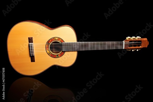 guitar acoustic spanish view full string music musical instrument prime 6 wooden spain isolated white background classical classic nylon wood