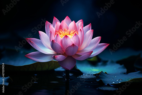 beautiful lotus gracefully poised on dark background