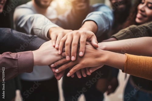hands Focus together celebrating students culture verse outdoor stacking people happy Young lifestyle student diverse celebrate hand friends african black bonding business community connect empower photo