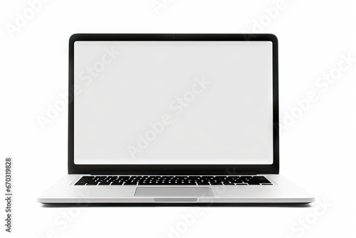 background white space blank laptop isolated notebook computer screen monitor wide front modern nobody key display open digital clipping grey technology metallic path