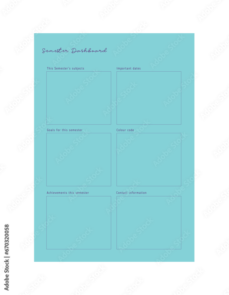 semester dashboard planner. Minimalist planner template set. Vector illustration. semester dashboard planner. Minimalist planner template set. Vector illustration.