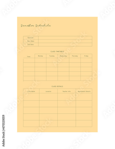 semester schedule planner. 
