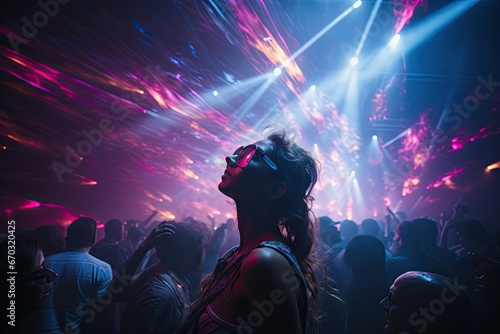 Print op canvas party music electronic laser show light stage concert disco night spotlight club