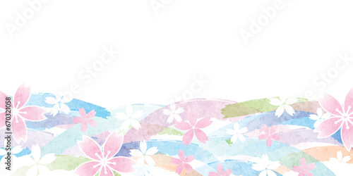 桜　春　水彩　背景
