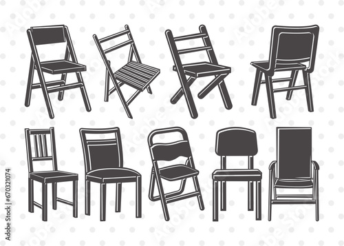 Chairs Clipart SVG Cut File, Desk Chair Svg, Wooden Chair Svg, Dining Chair Svg, Bundle, Eps, Dxf, Png