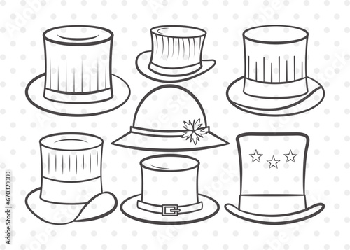 Top Hat Clipart SVG Cut File | Cowboy Hat Svg | Party Hat Svg | Woman Hat Svg | Bundle | Eps | Dxf | Png