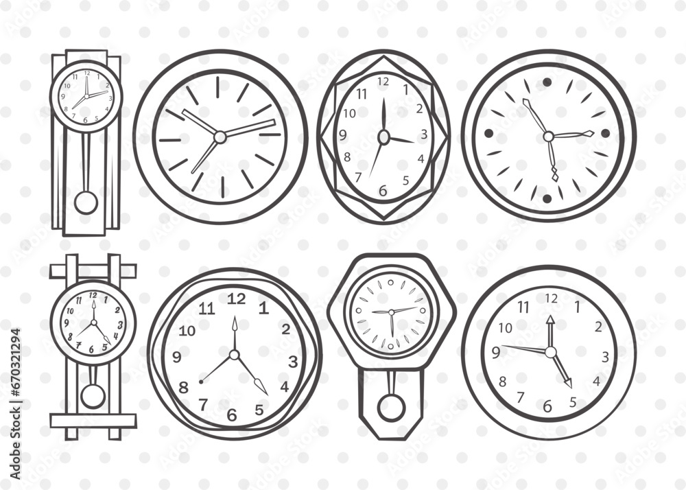 Clock Clipart SVG Cut File, Clock Face Svg, Watch Face Svg, Watch Svg