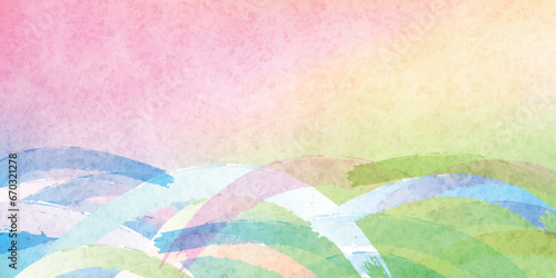 和紙　波　水彩　背景