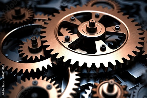 gear mechanism machinery device apparatus motion work concept transmission business precision accuracy exactitude metal abstract blue turn circumrotation team family technology industry