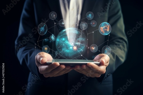 Wallpaper Mural rendering 3d connection icon medical holding businessman medicals health doctor medicine hospital technology care pharmacy man hand finger touching smartphone mobile device phone stethoscope Torontodigital.ca