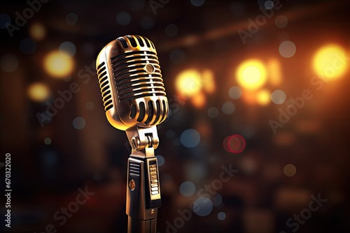 style retro microphone audio mic music entertainment equipment pop chrome karaoke classic concert instrument musical background band broadcast metal performance closeup