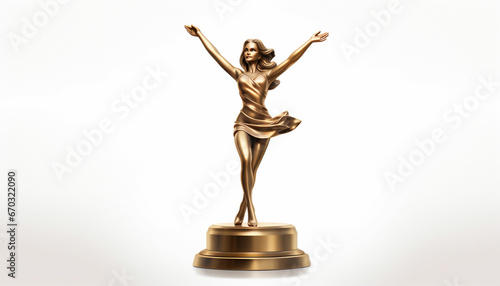 A 3D trophy or award with a female figure