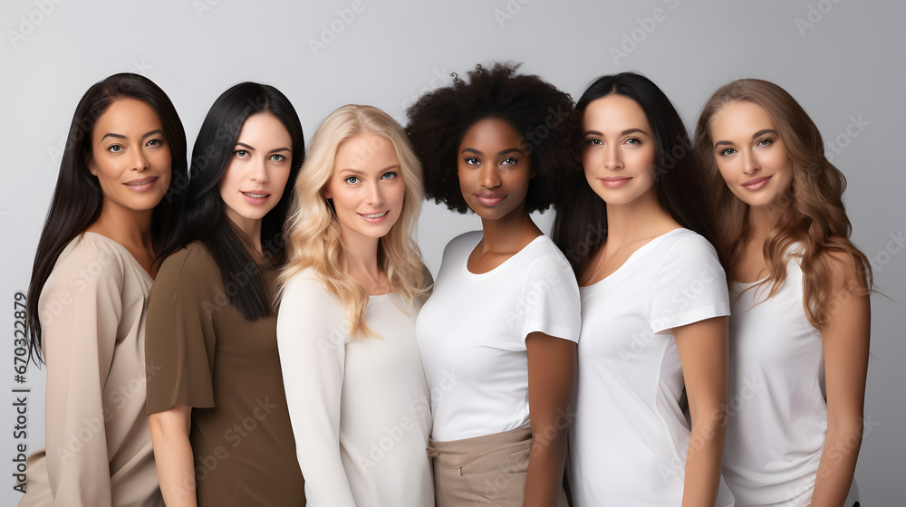 Diverse group of women standing together, multicultural female beauty, diversity concept. Diverse group of women standing together, multicultural female beauty, diversity concept.