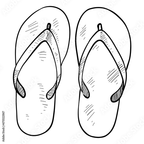 beach sandals handdrawn illustration
