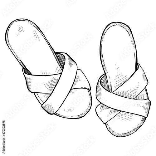 beach sandals handdrawn illustration