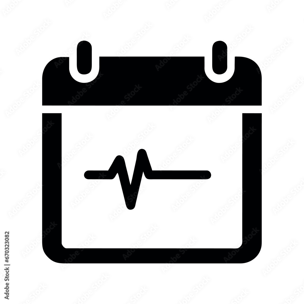 calendar with electrocardiogram icon calendar with electrocardiogram icon