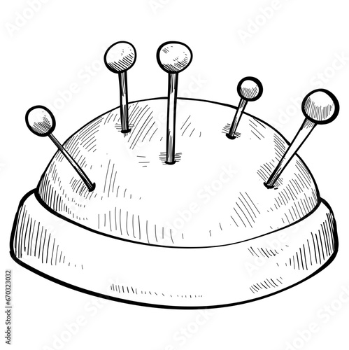 pin cushion handdrawn illustration