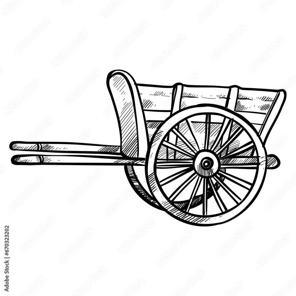 Fototapeta premium carriage hand drawn