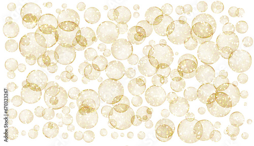 Soap bubbles with golden glitter. Bubbles background. Design for decorating,background, wallpaper, illustration.