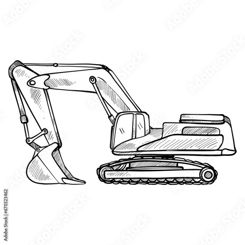 Excavator Construction Heavy Equipment handdrawn