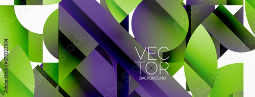 Abstract masterpiece formed by delicate interplay of circles, squares, and triangles. Geometric elements converge in harmonious chaos, evoking sense of modern creativity. Symphony of shapes