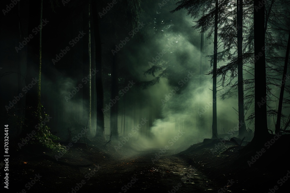 Fototapeta premium A cursed fog shrouded forest