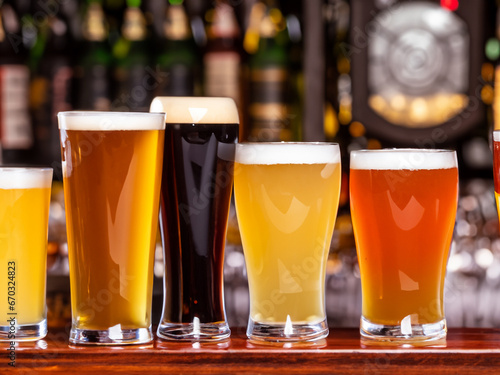 diversi tipi di birra in un pub  photo