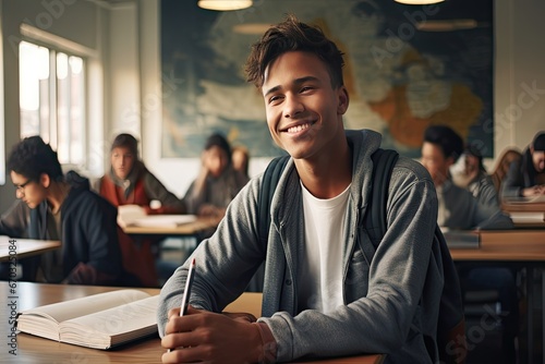 classroom university sitting student male smiling  people student university high school education african away book campus cheerful class classroom college desk enjoying happy high high