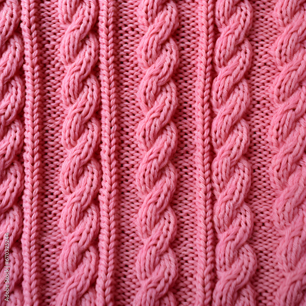 Close up pink knitted sweater fabric background Close up pink knitted sweater fabric background