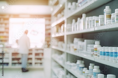 chemist pharmacist concept background interior shelves drugs store tone light blurred pharmacy virus disease apothecary pharmaceutical medicals retail herbal business pill drug withdrawal