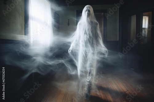 Scary ghost in Haunted House