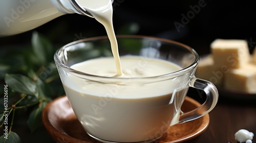 Add milk in a cup of tea.