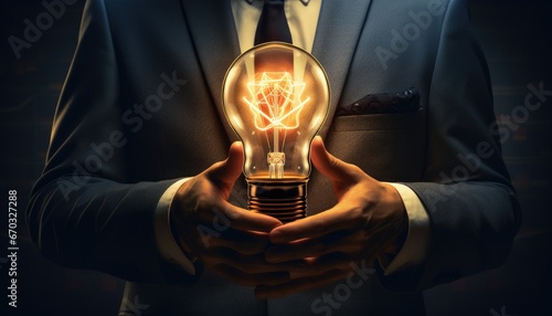 Businessman Holding a Lamp Illustration