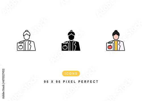 Nutritionist Icon. Food Dietician Specialist Symbol Stock Illustration. Vector Line Icons For UI Web Design And Presentation