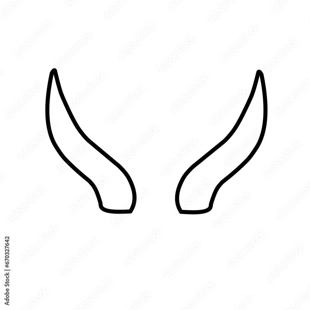 Devil horn vector illustration. Doodle style. Design icon, print, logo, poster, symbol, decor, textile, paper. Devil horn vector illustration. Doodle style. Design icon, print, logo, poster, symbol, decor, textile, paper.