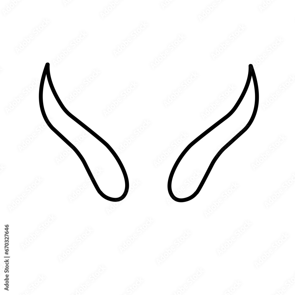 Devil horn vector illustration. Doodle style. Design icon, print, logo, poster, symbol, decor, textile, paper. Devil horn vector illustration. Doodle style. Design icon, print, logo, poster, symbol, decor, textile, paper.