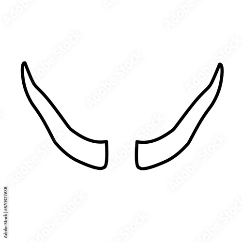 Devil horn vector illustration. Doodle style. Design icon, print, logo, poster, symbol, decor, textile, paper.