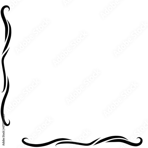 Hand drawn corners with different shapes: flourishes, floral decoration. Isolated vector illustration for wedding, greeting banner design. Doodle sketch style. The corners are drawn by the brush-pen.